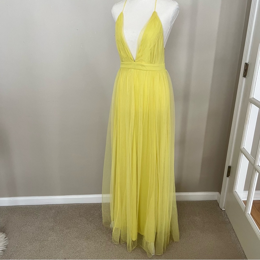 Pink Owl Vibrant Yellow Backless Dress